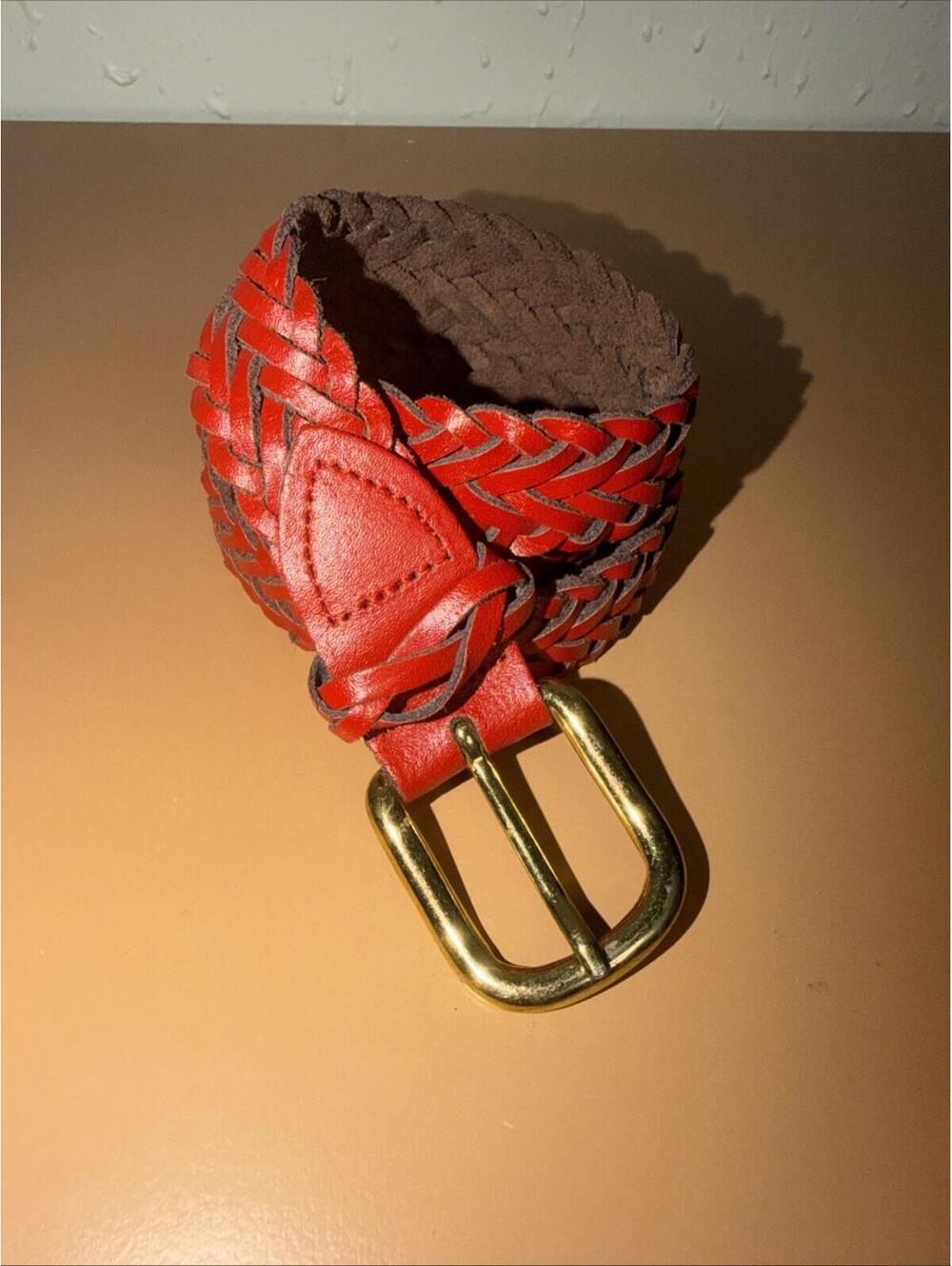 Capezio Women's Belt Red S/M Braided Leather - 36” (A5)